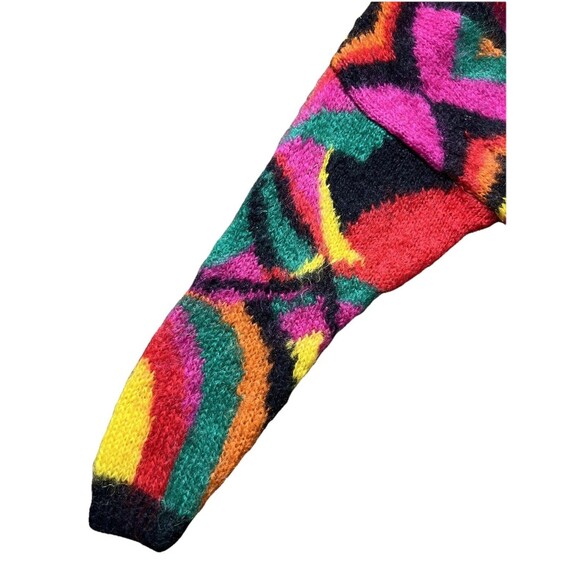 Vintage Classiques Mohair Acrylic Fuzzy Colorful Cardigan Sweater 80s Sz M - Picture 6 of 13